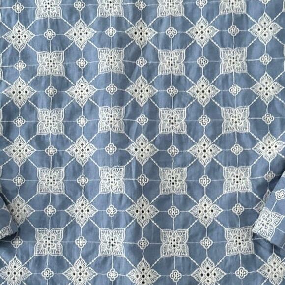 Zara Floral Embroidered Top Retro V-Neck Long-Sleeved high low top cotton small - Picture 16 of 16